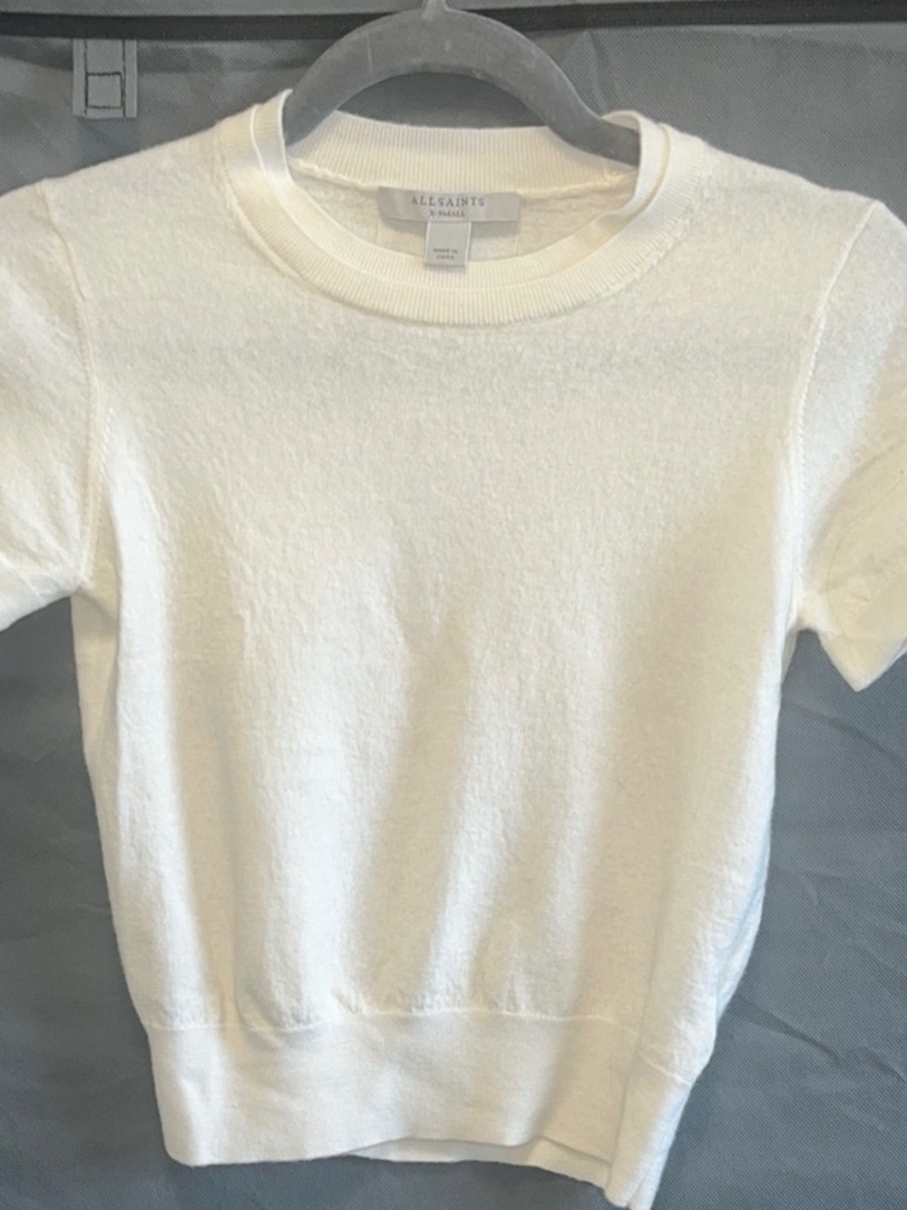 AllSaints Cream Knit Cropped Top – 100% Wool – XS/XXS